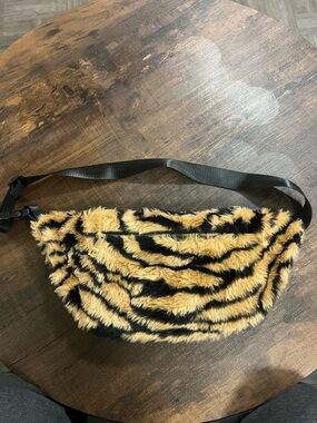 3AM FOREVER Black Waist Bag with Gold Zipper Detail